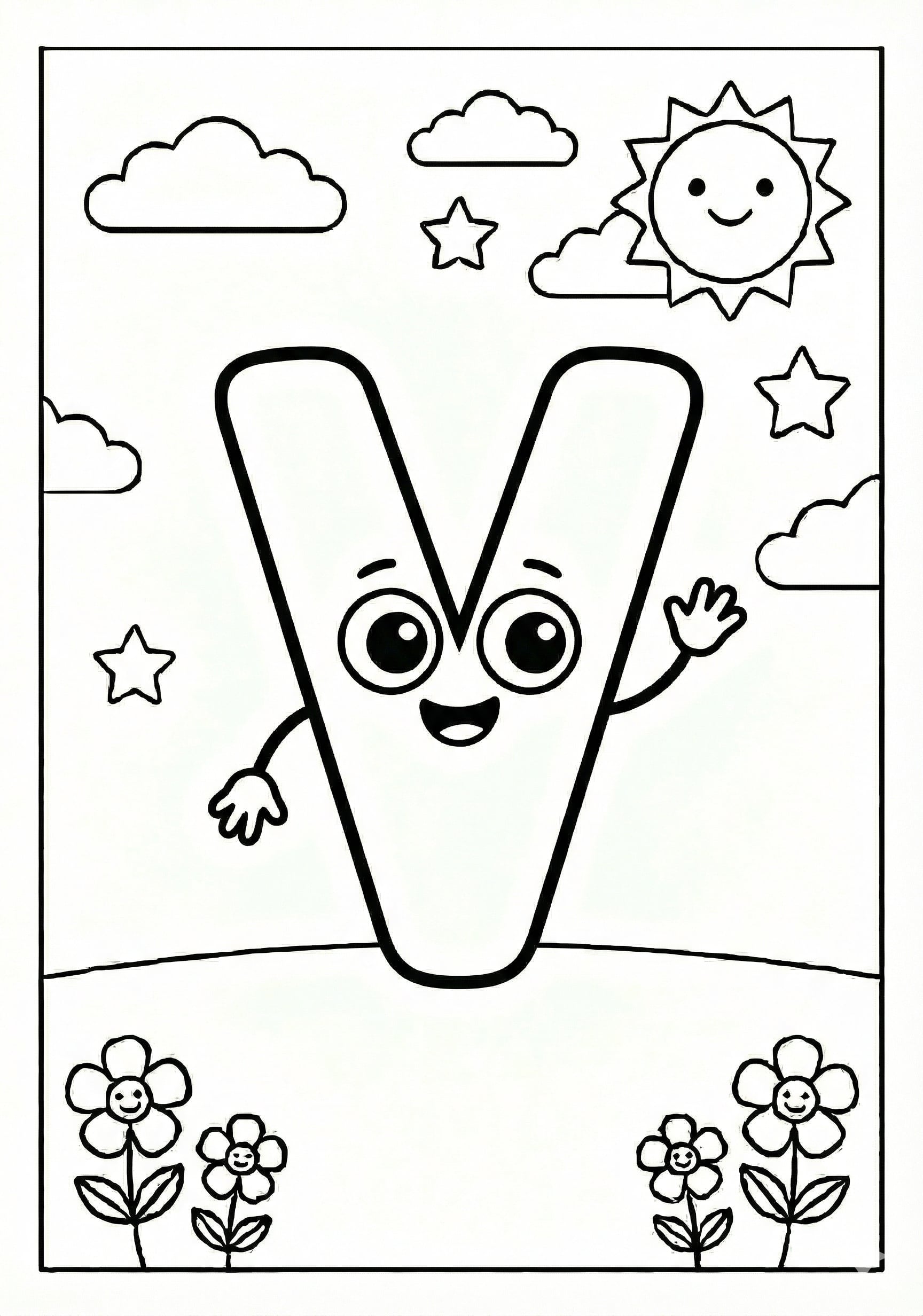Letter V to Color - Fun Kids Drawing