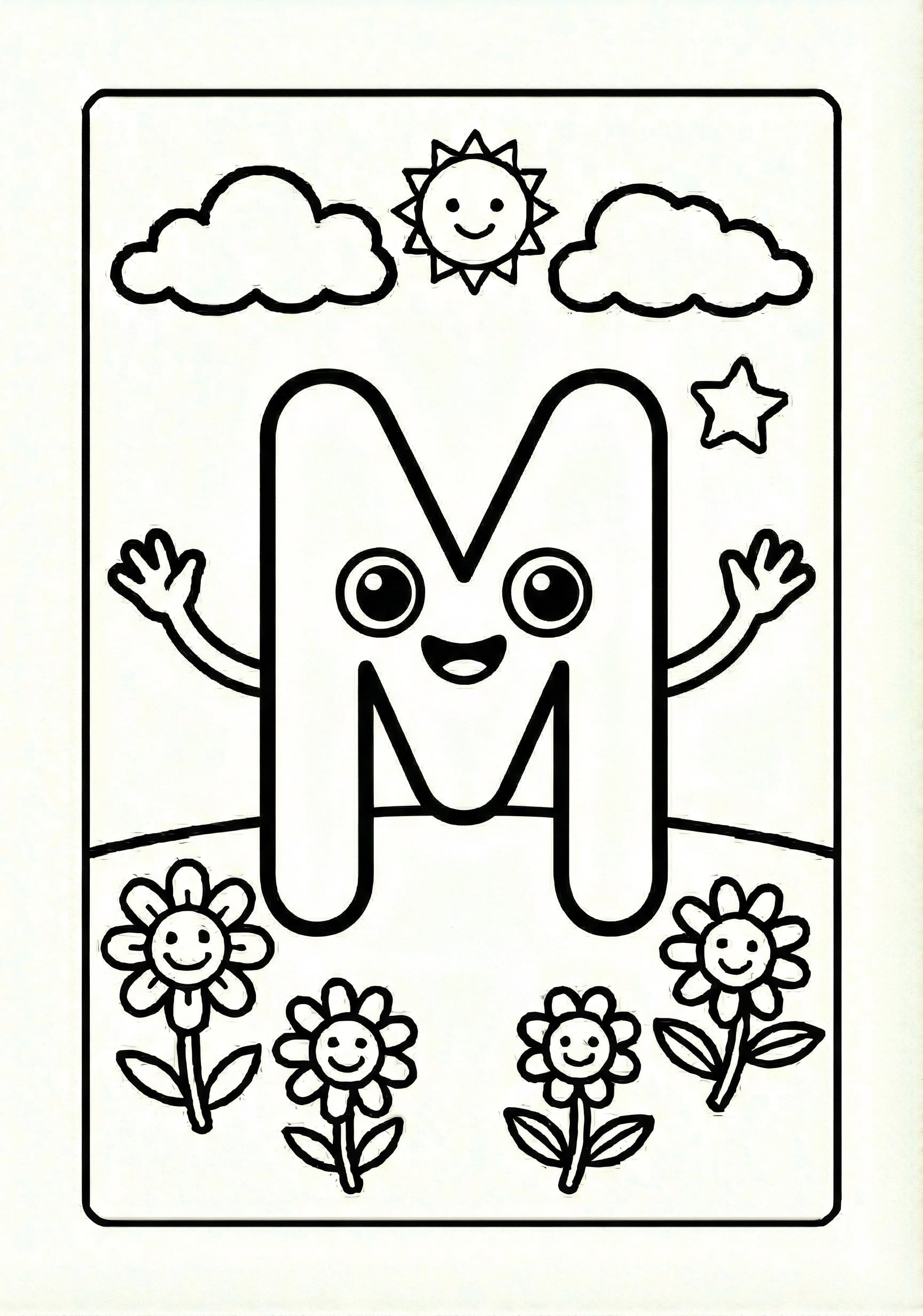 Letter M to Color - Fun Kids Drawing