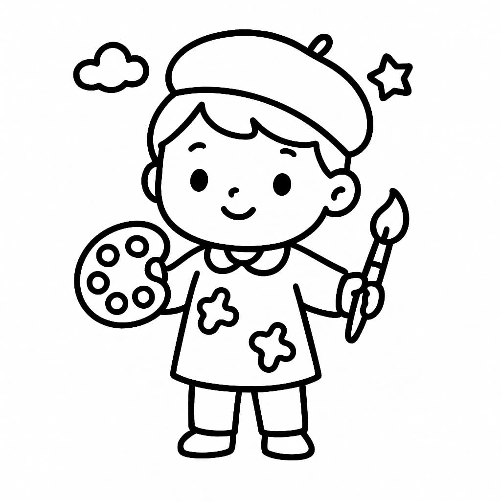 Artist Coloring Page - Free Printable