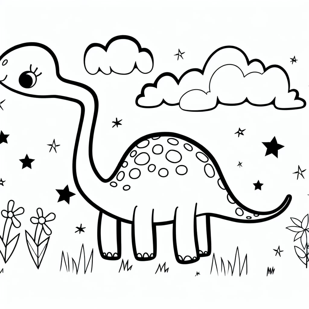 Brachiosaurus to Color - Free Drawing