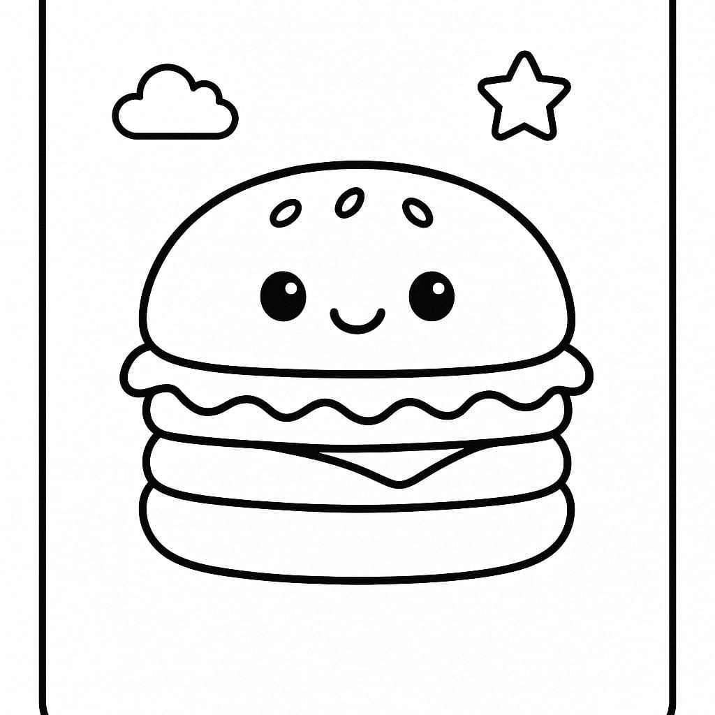 Burger Coloring Page - Free Printable
