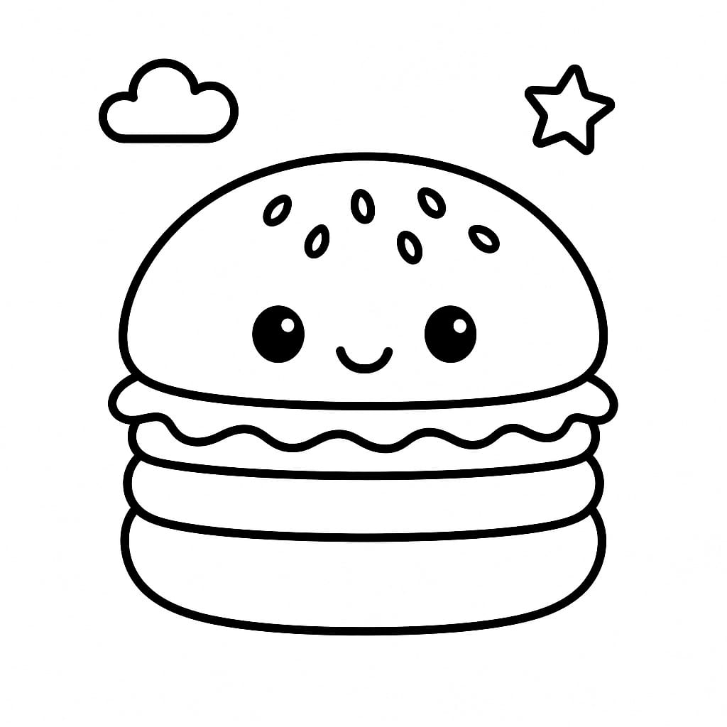 Burger Coloring Page - Free Printable