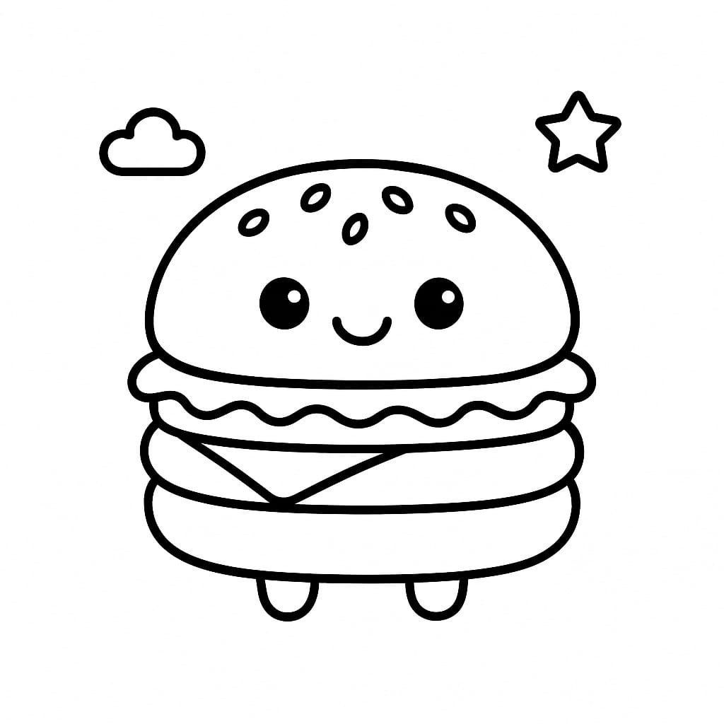 Burger Coloring Page - Free Printable