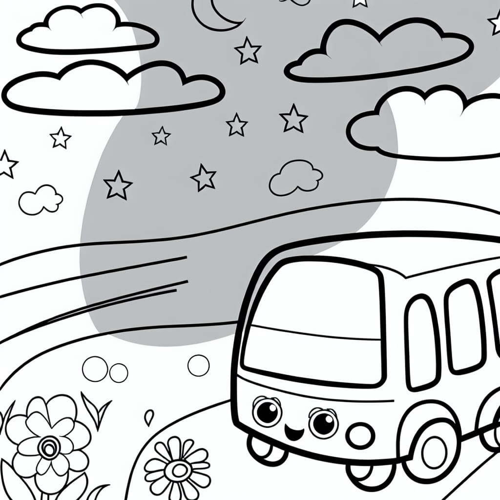Bus to Color - Free Drawing