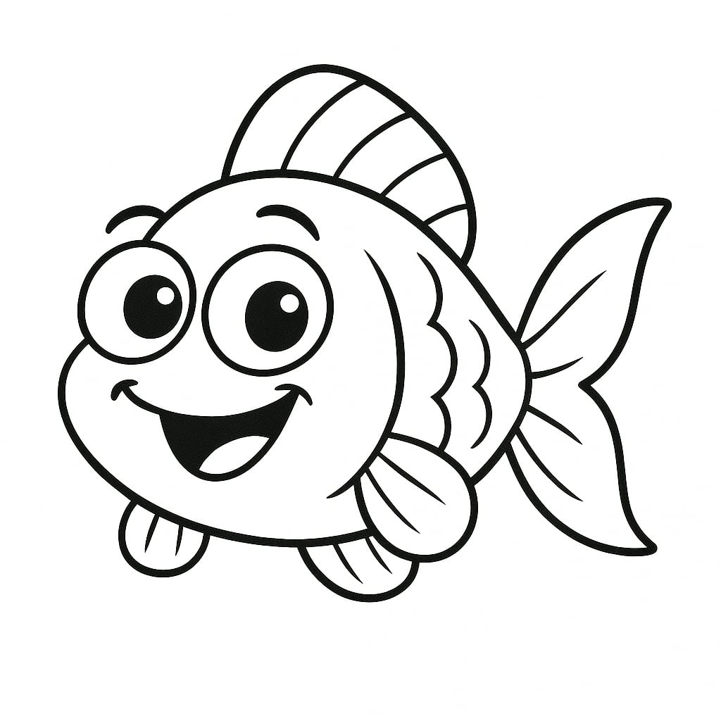 Happy Fish to Color - Kids Drawing