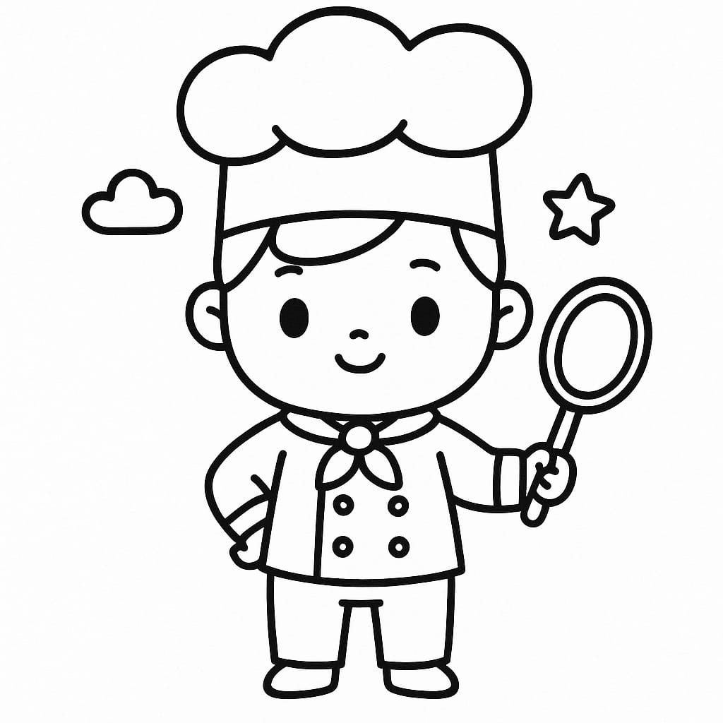 Chef Coloring Page - Free Printable