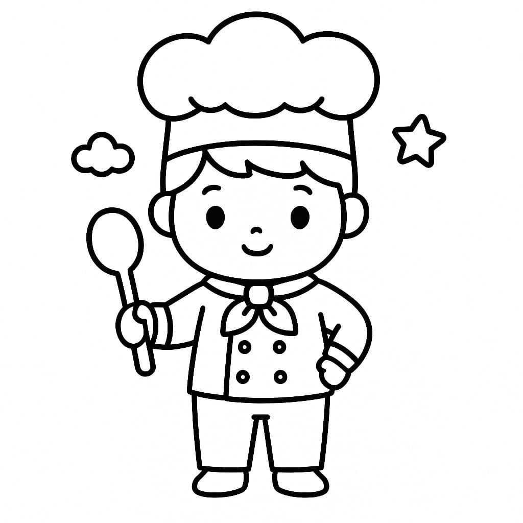 Chef Coloring Page - Free Printable
