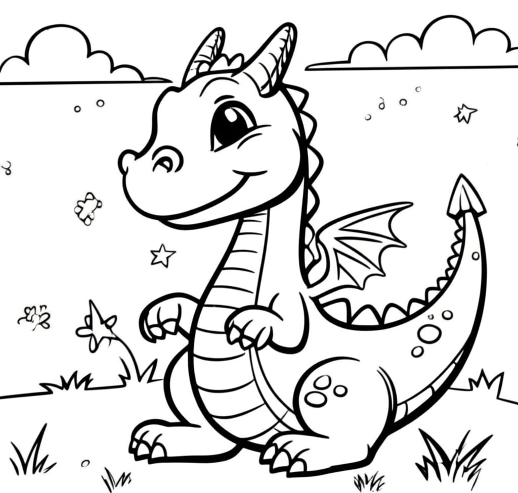 Dragon to Color - Free Drawing