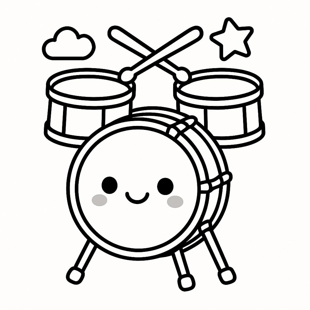 Drums Coloring Page - Free Printable