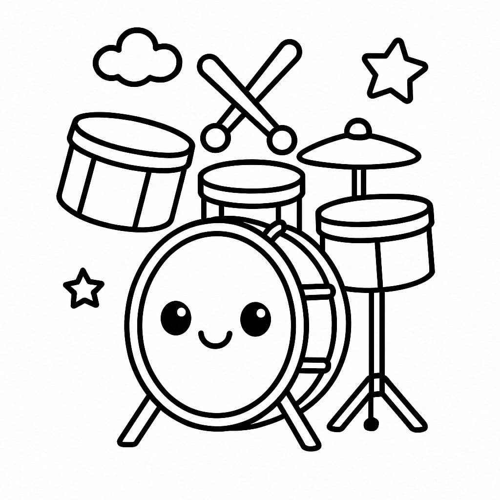 Drums Coloring Page - Free Printable