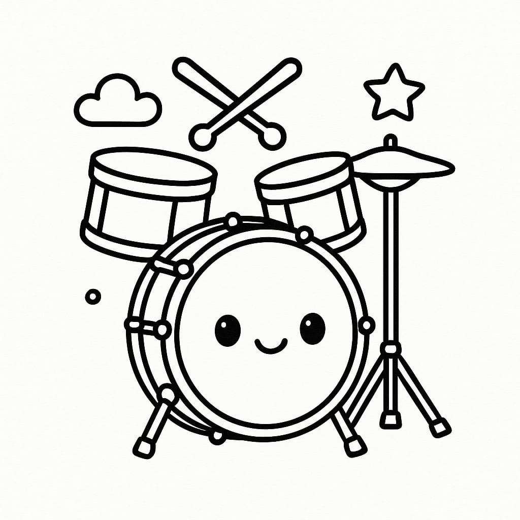 Drums Coloring Page - Free Printable