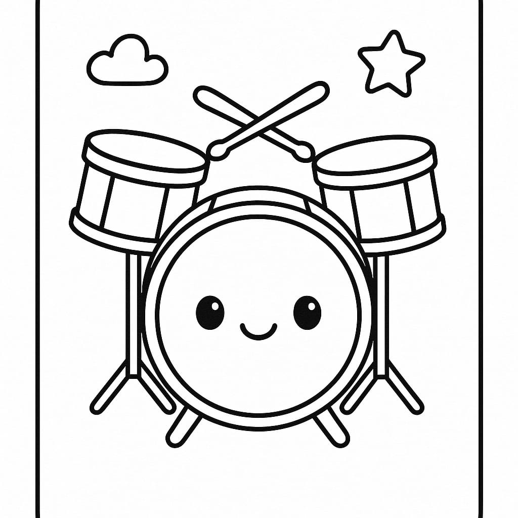 Drums Coloring Page - Free Printable