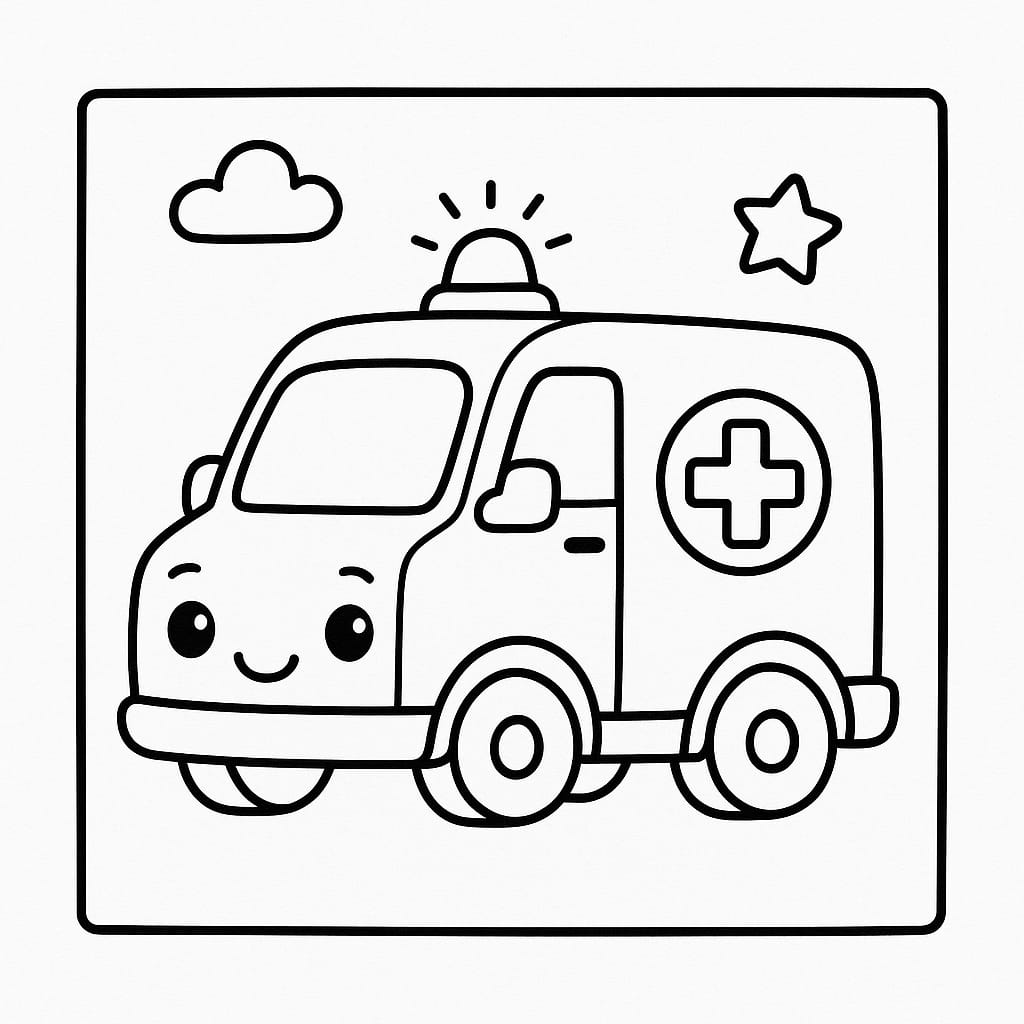 Emergency Vehicles Coloring Page - Free Printable