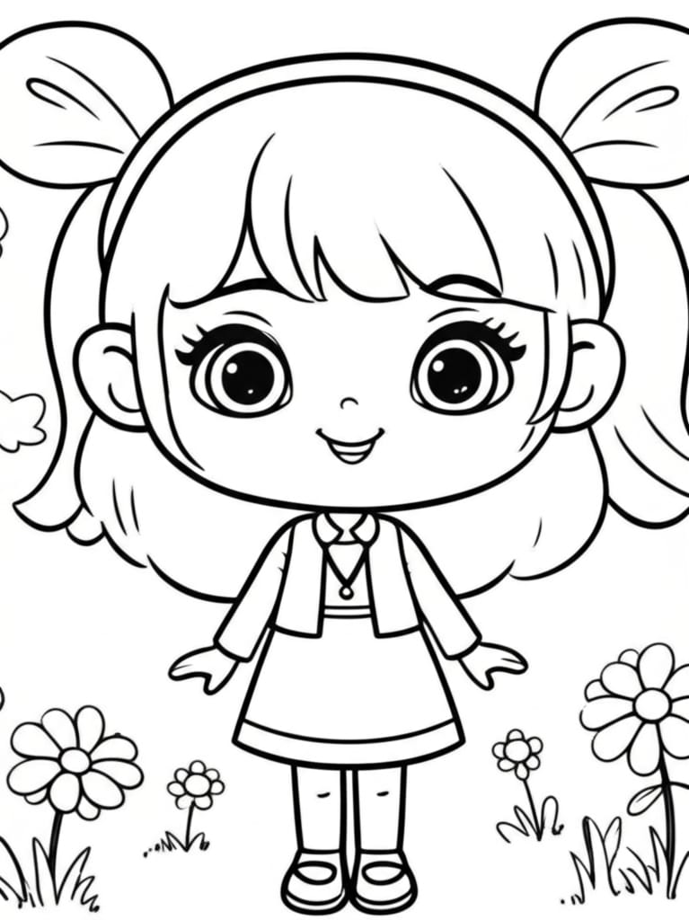Girl to Color - Free Drawing
