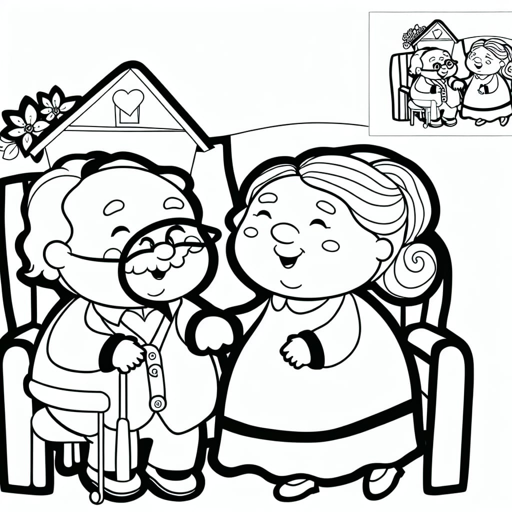 Grandparents to Color - Free Drawing