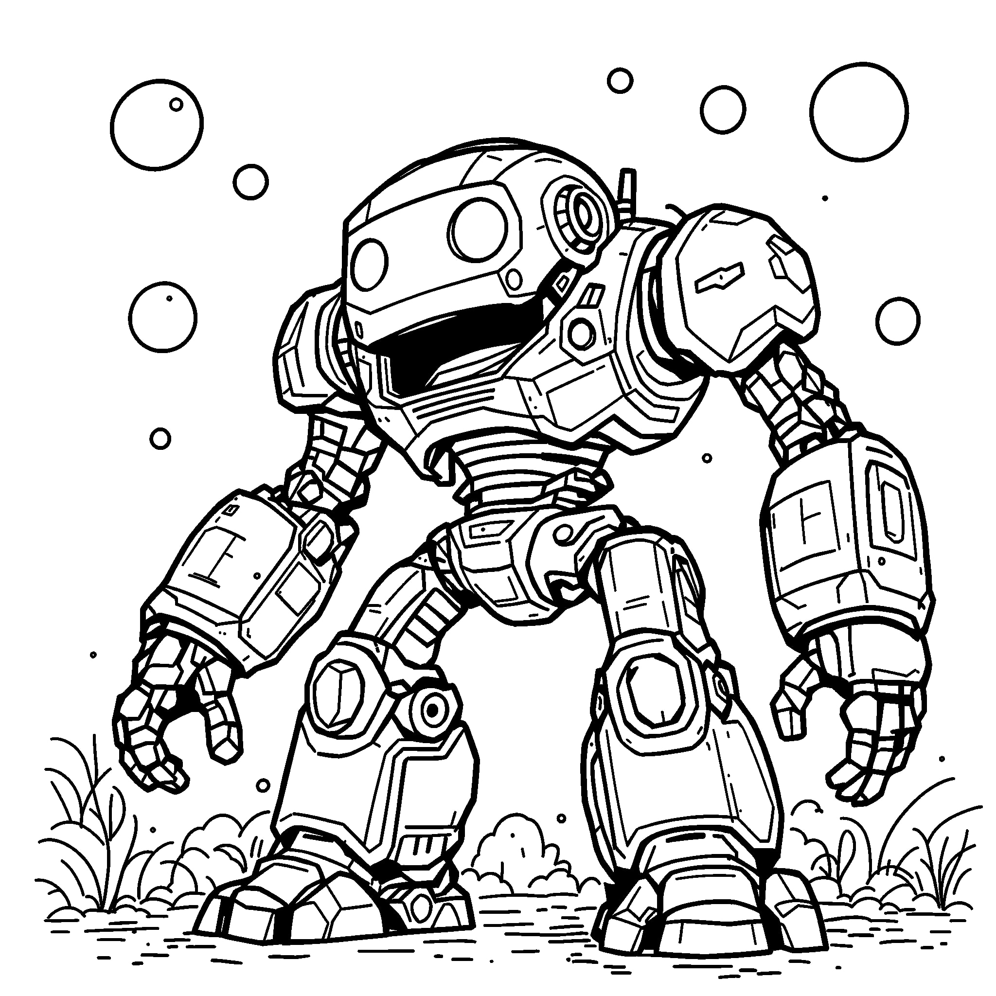 Giant Mech Coloring Page - Free Printable