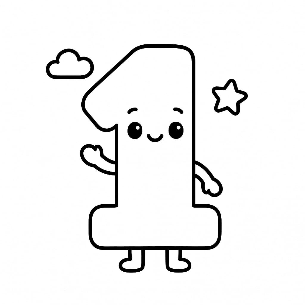Number 1 Coloring Page - Free Printable