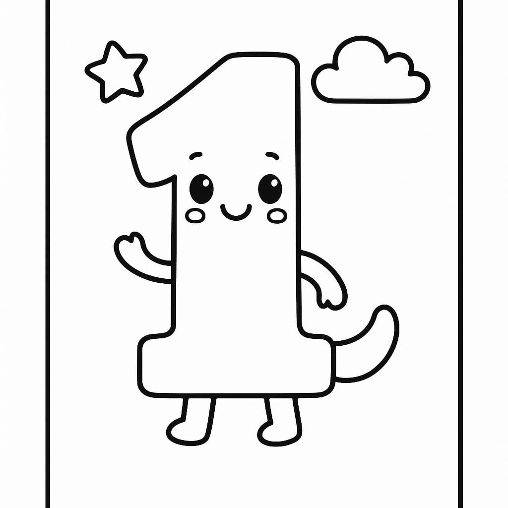 Number 1 Coloring Page - Free Printable