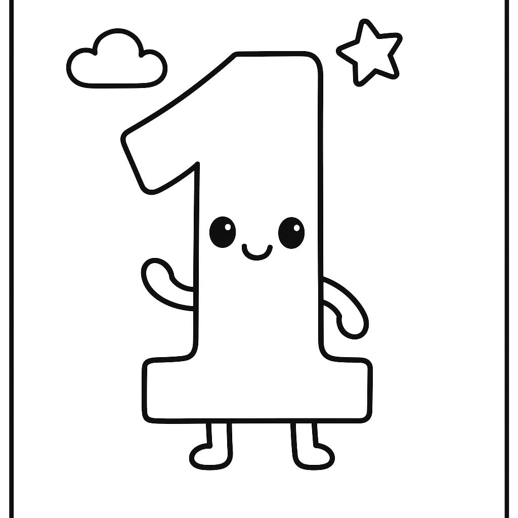 Number 1 Coloring Page - Free Printable