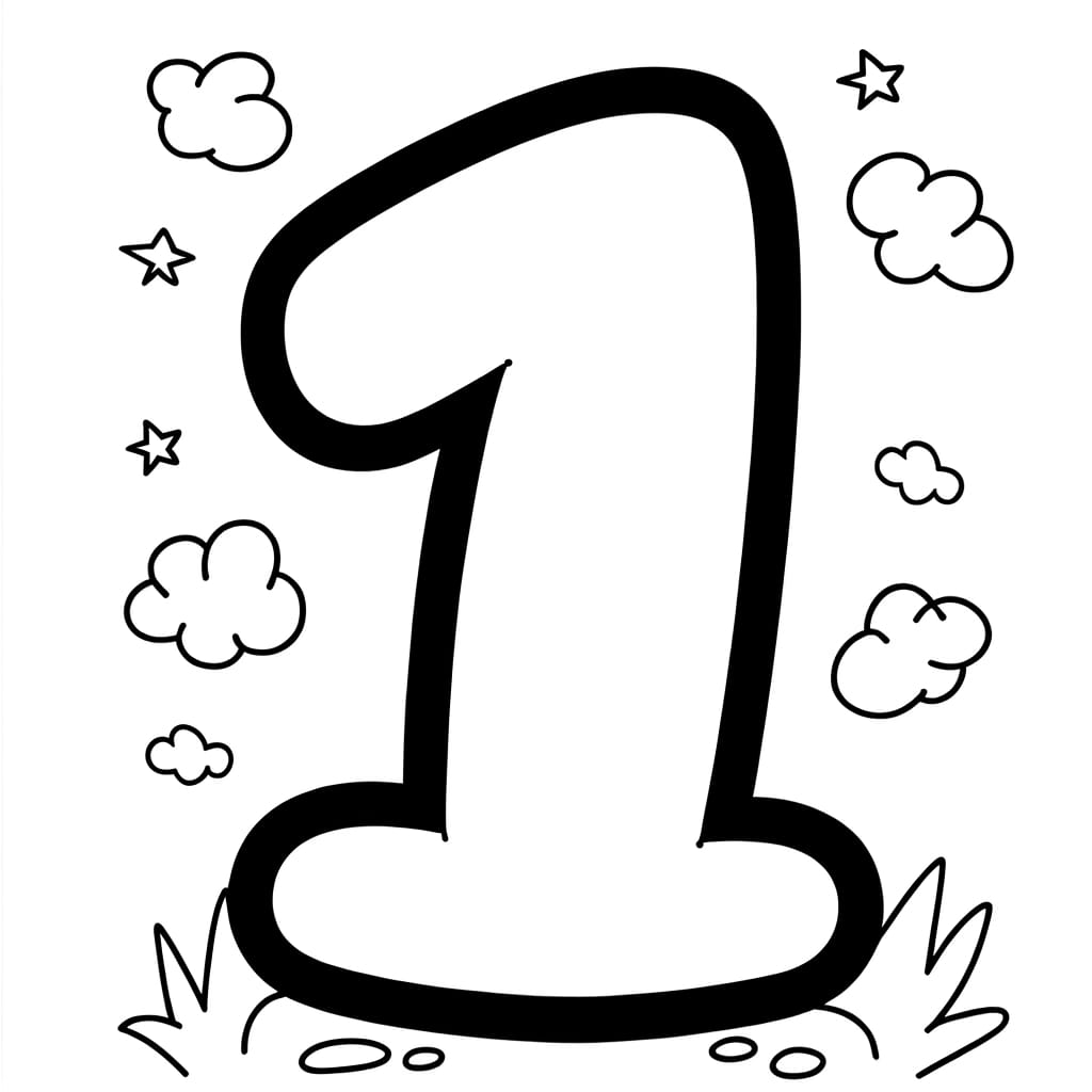 Number 1 Coloring Page - Free Printable