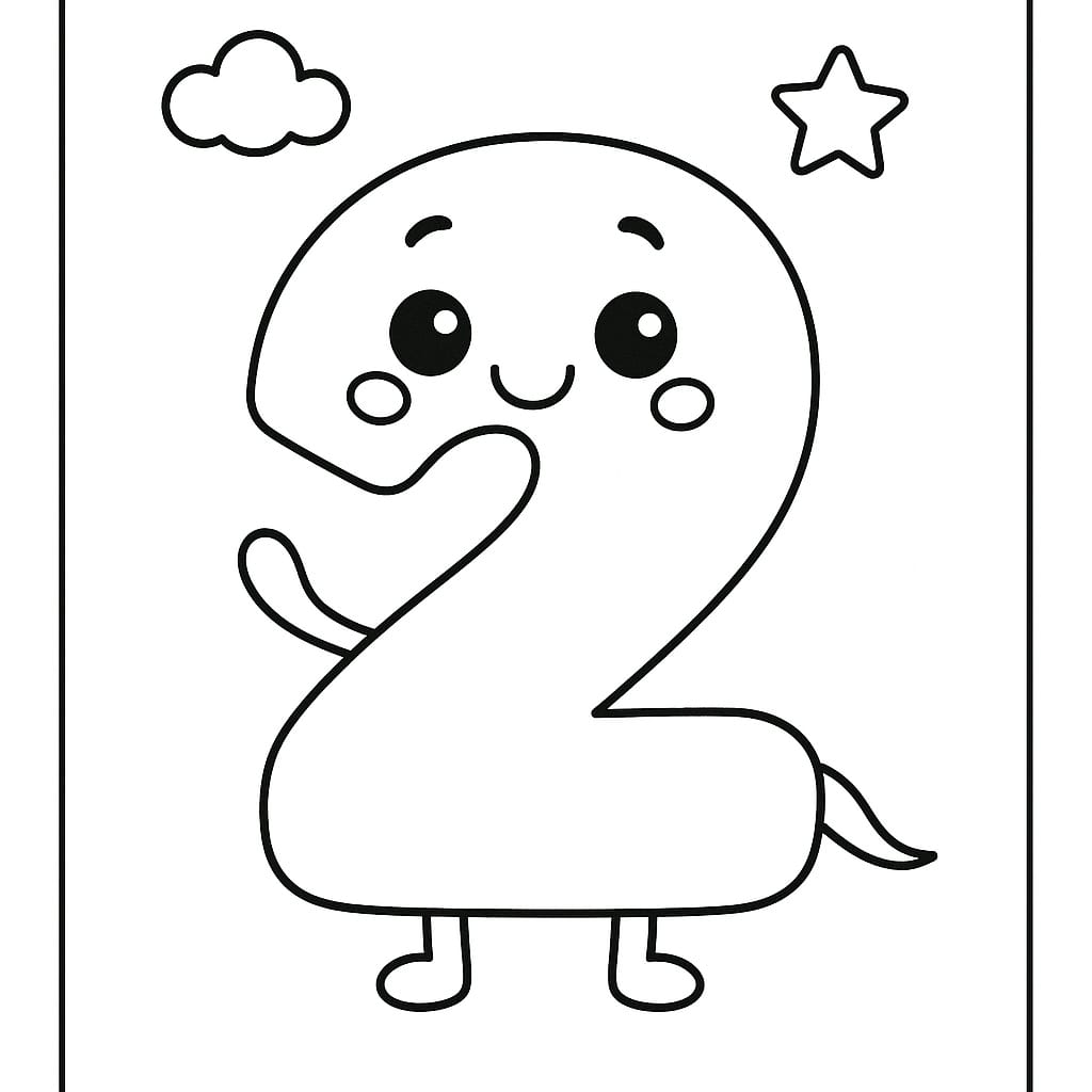 Number 2 Coloring Page - Free Printable