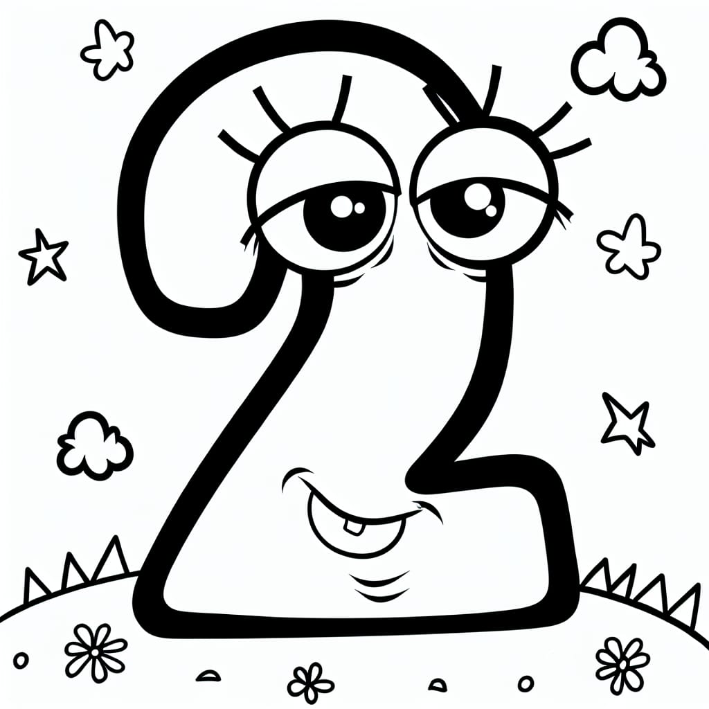 Number 2 to Color - Free Drawing