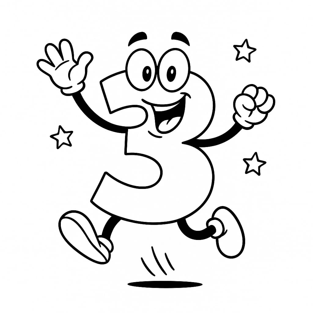 Number 3 Coloring Page - Free Printable