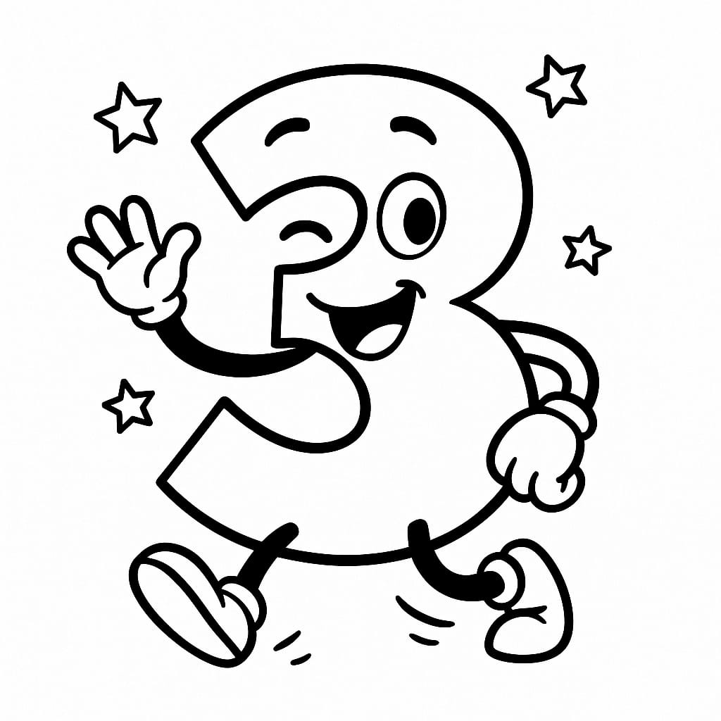 Number 3 Coloring Page - Free Printable