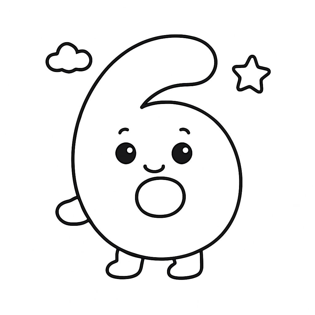 Number 6 Coloring Page - Free Printable