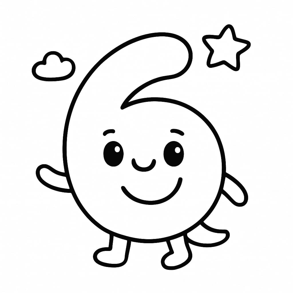 Number 6 Coloring Page - Free Printable