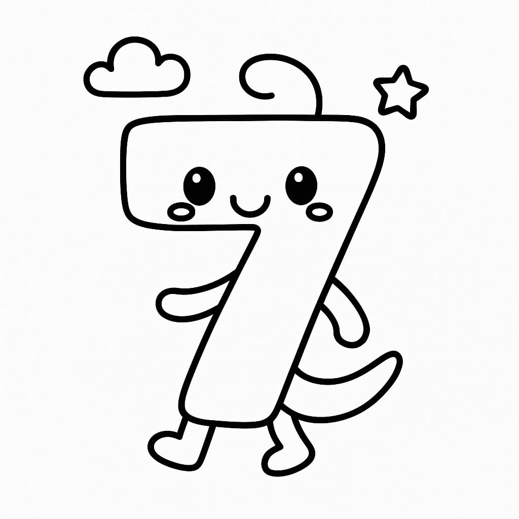 Number 7 Coloring Page - Free Printable