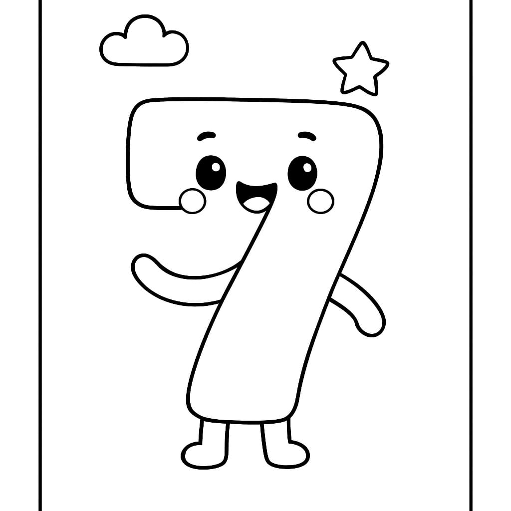 Number 7 Coloring Page - Free Printable