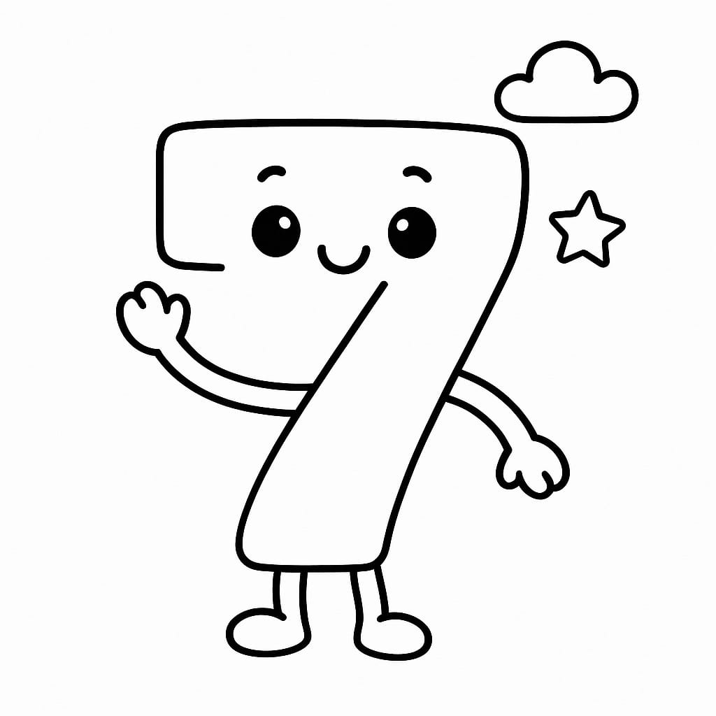 Number 7 Coloring Page - Free Printable