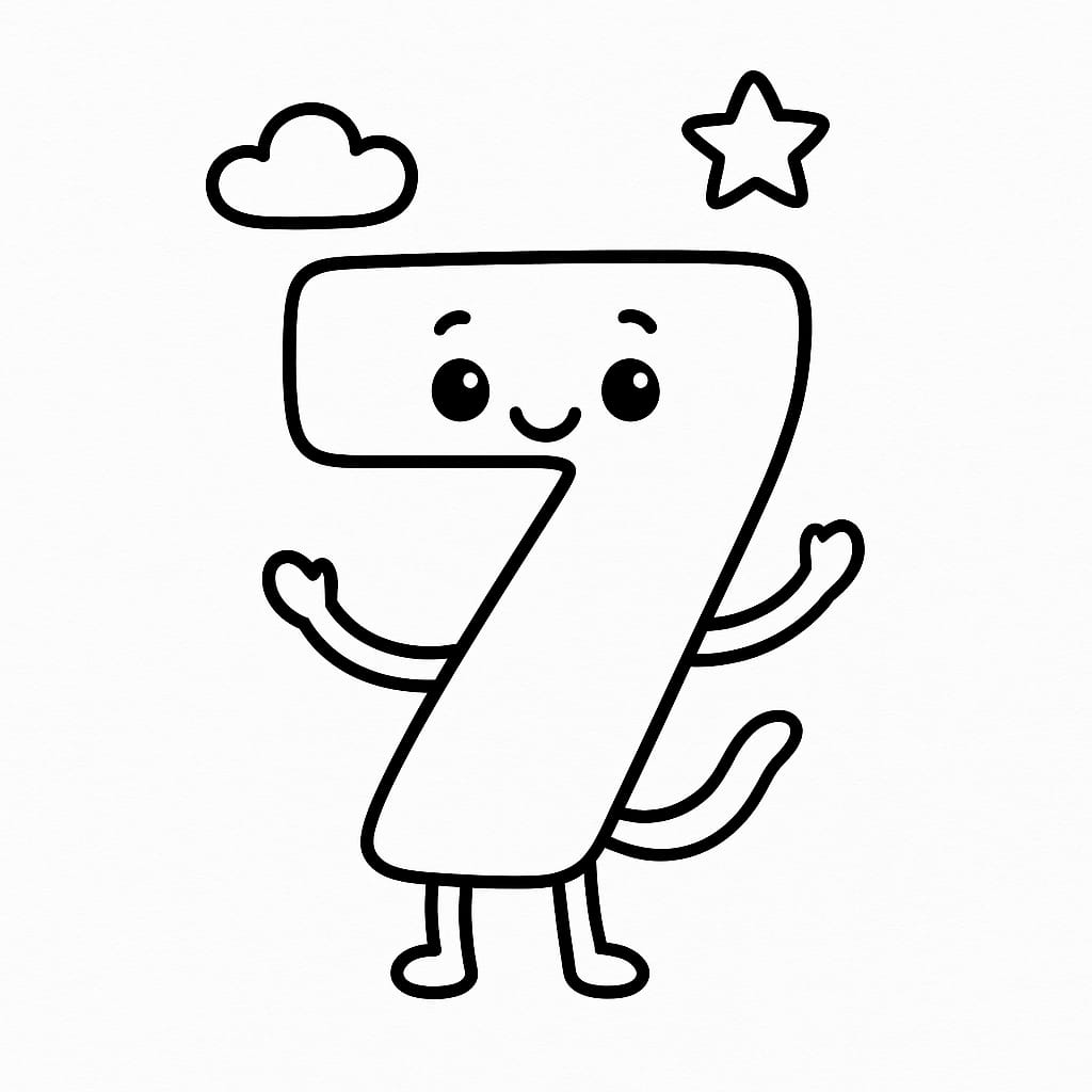 Number 7 Coloring Page - Free Printable