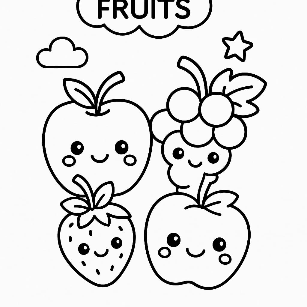 Orchard Fruits Coloring Page - Free Printable