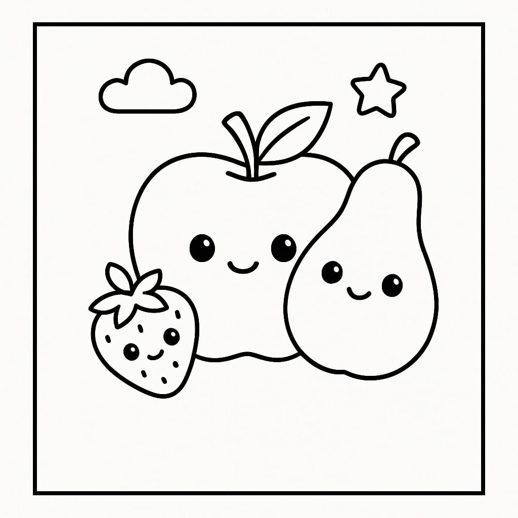 Orchard Fruits Coloring Page - Free Printable