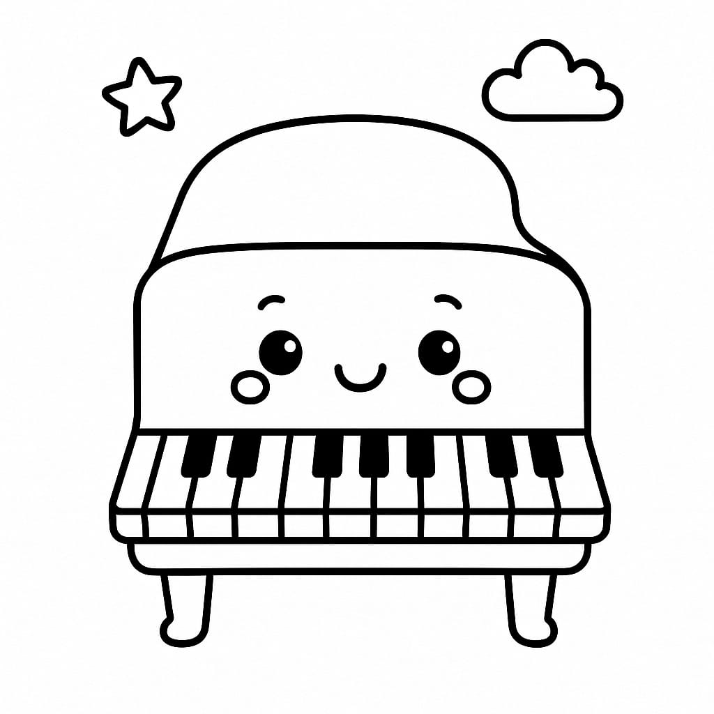 Piano Coloring Page - Free Printable