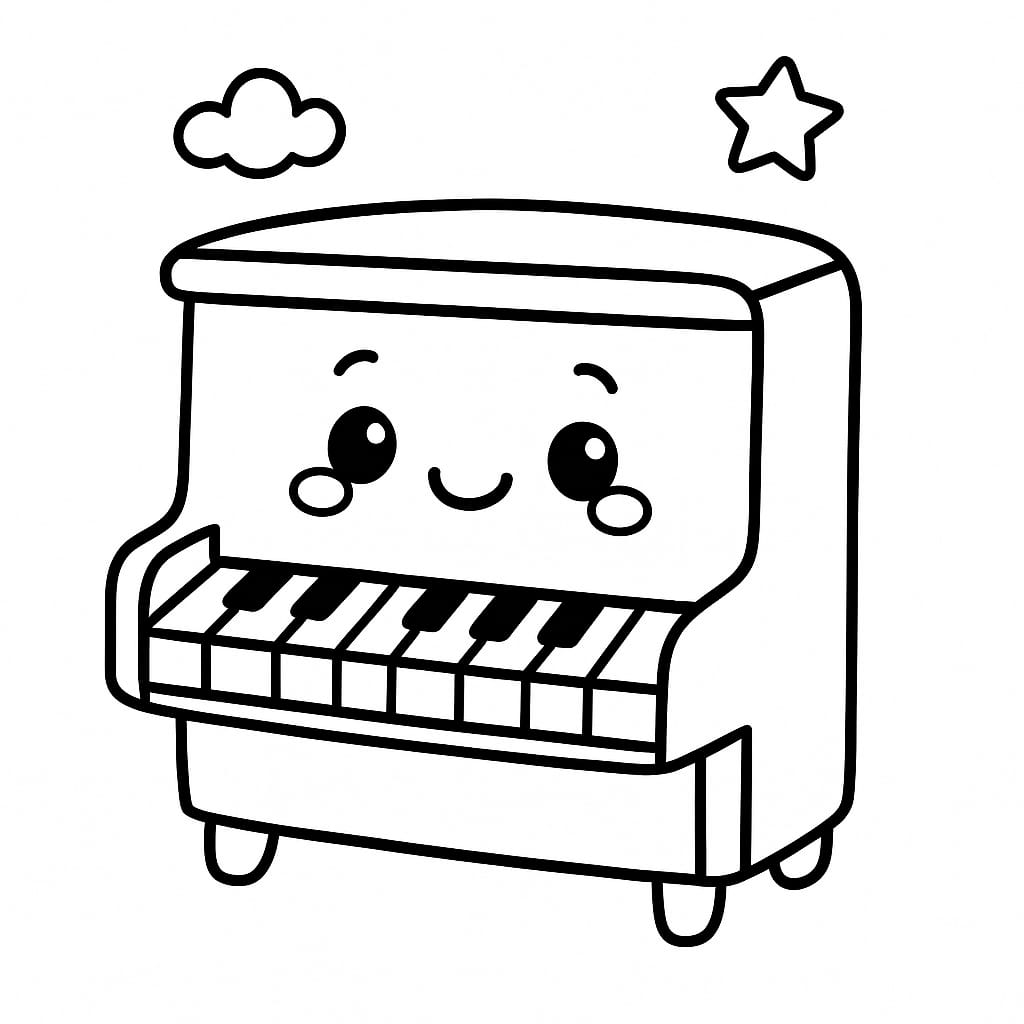 Piano Coloring Page - Free Printable