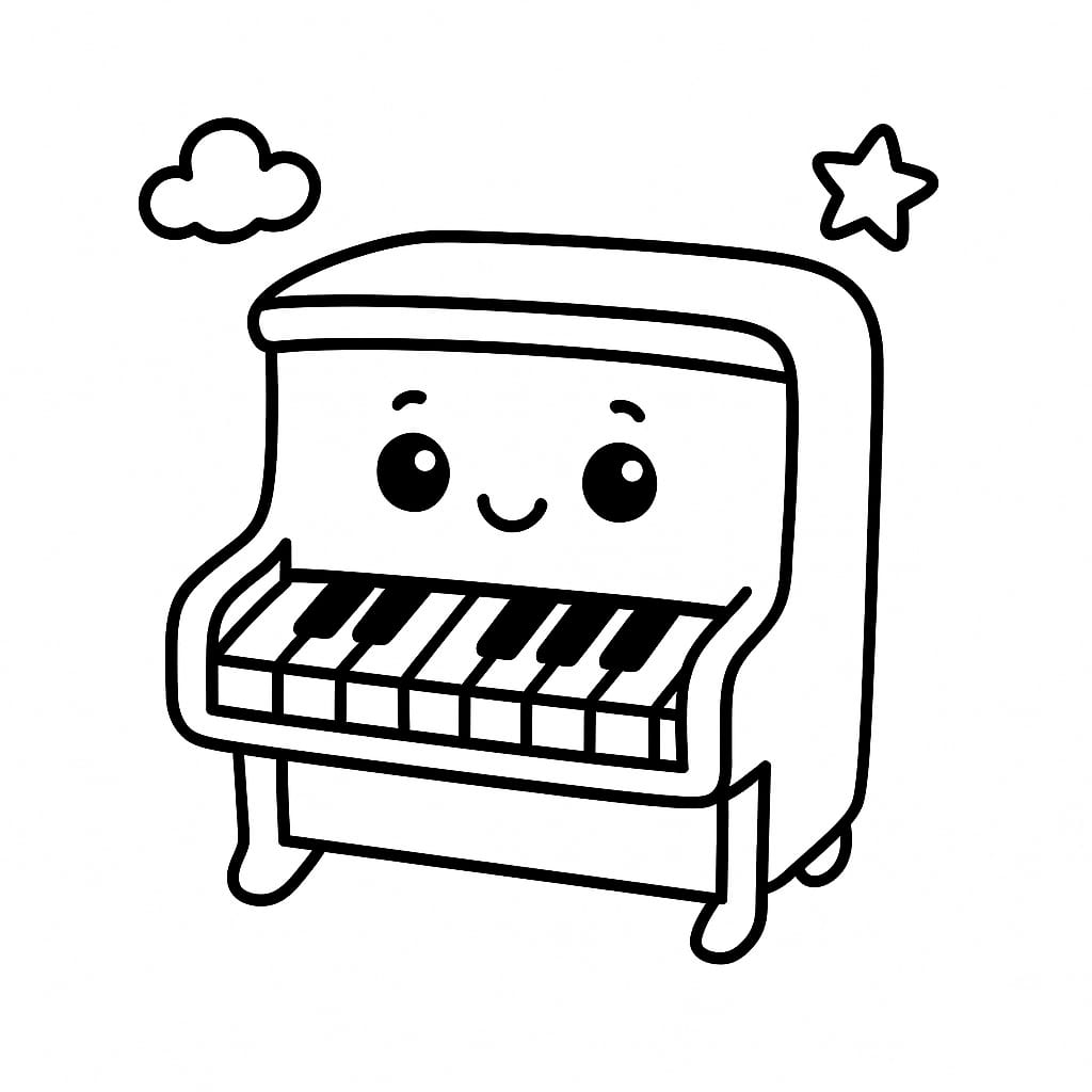 Piano Coloring Page - Free Printable
