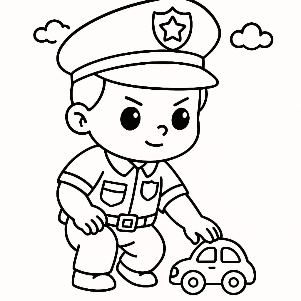 Police Officer Coloring Page - Free Printable