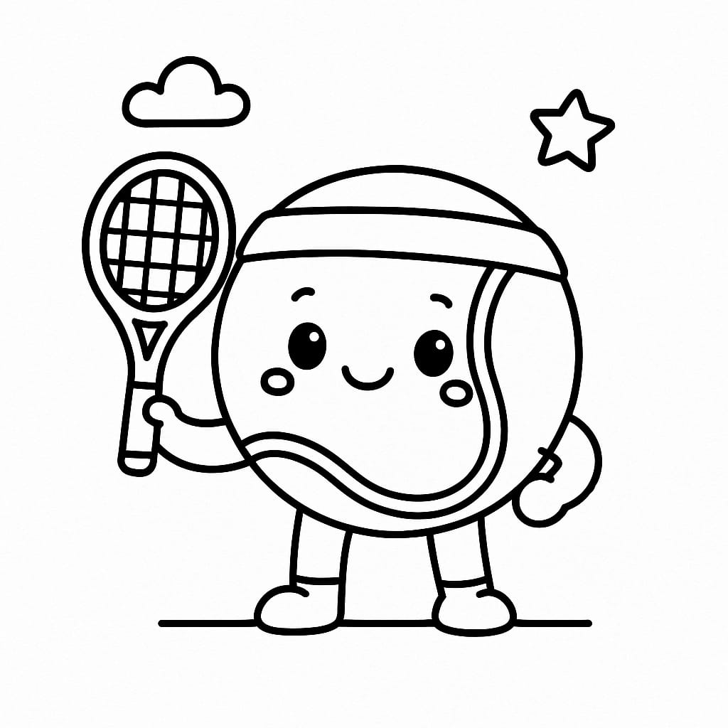 Tennis Coloring Page - Free Printable