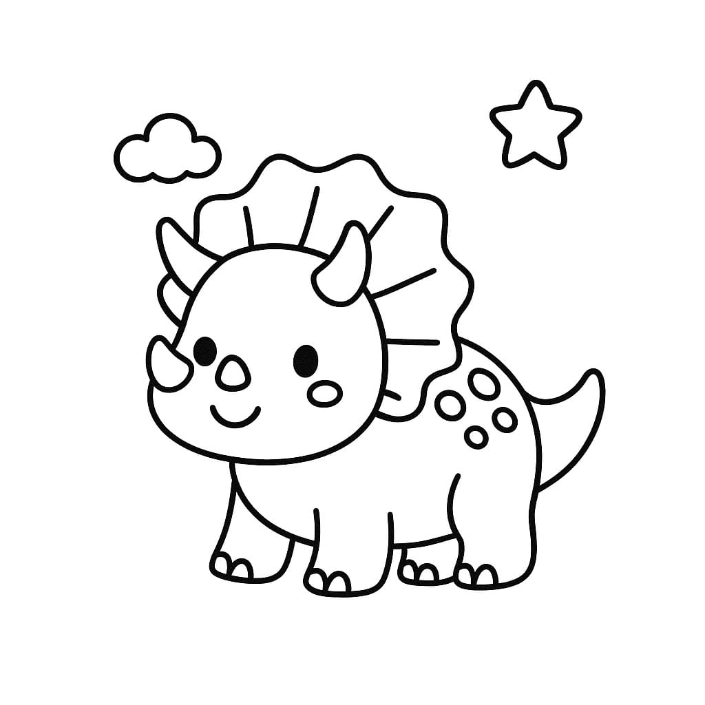 Triceratops Coloring Page - Free Printable
