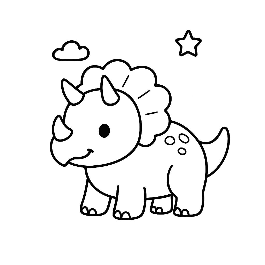 Triceratops Coloring Page - Free Printable