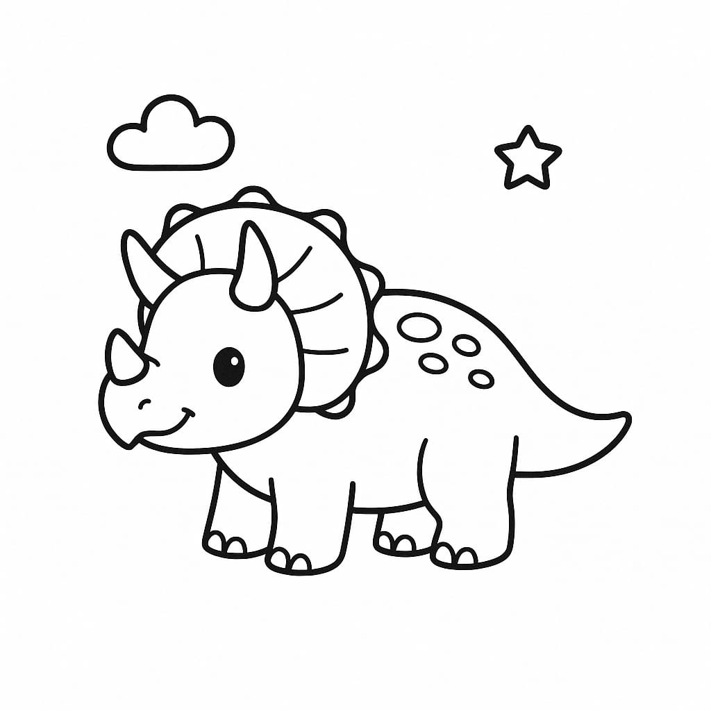 Triceratops Coloring Page - Free Printable