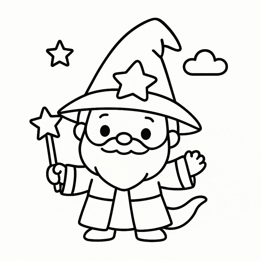 Wizard Coloring Page - Free Printable